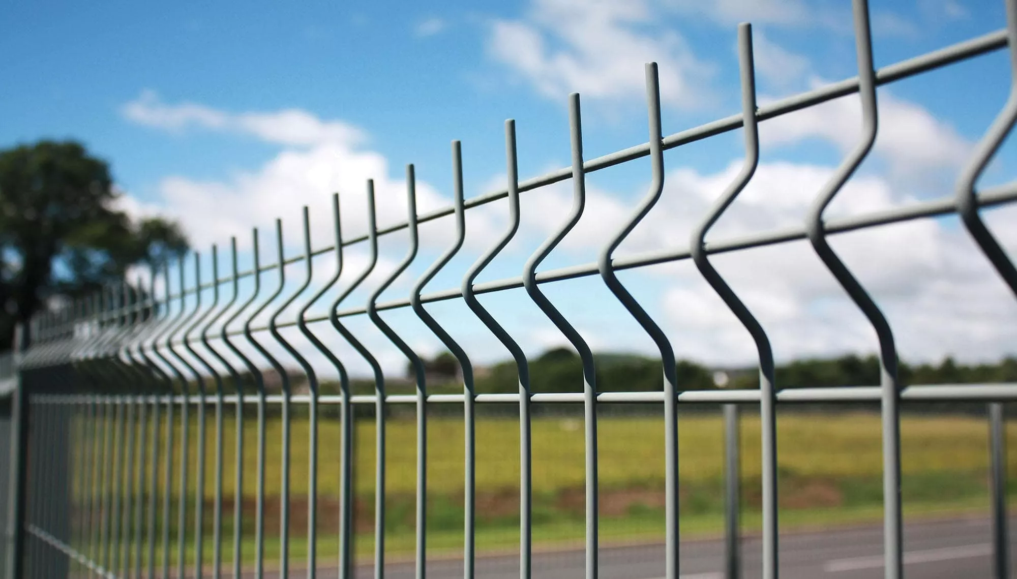 Rigid welded mesh fence panels at warehouse